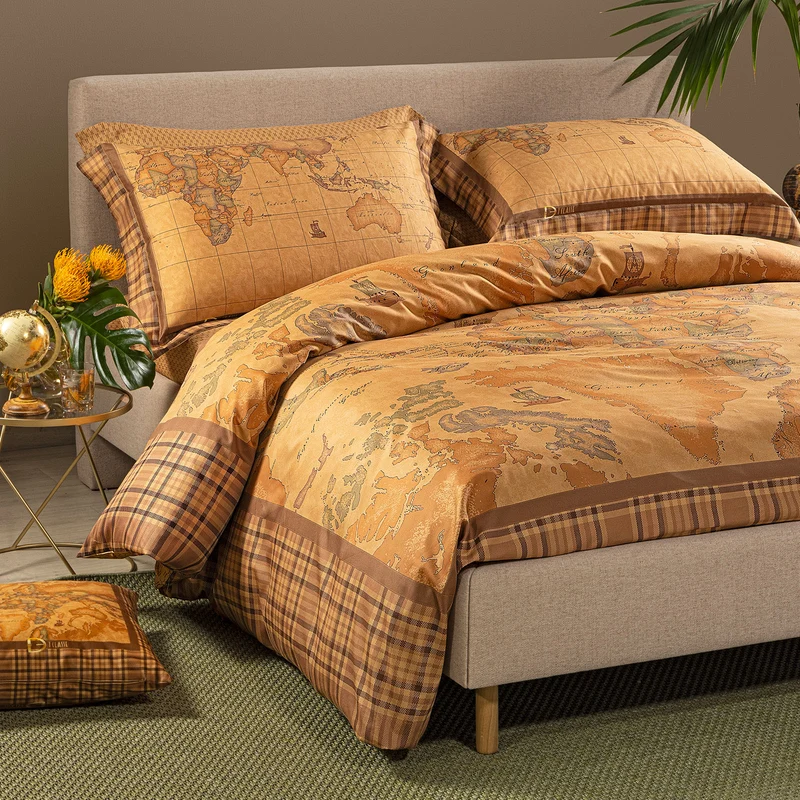 Completo Copripiumino Geo Tartan in Raso di cotone