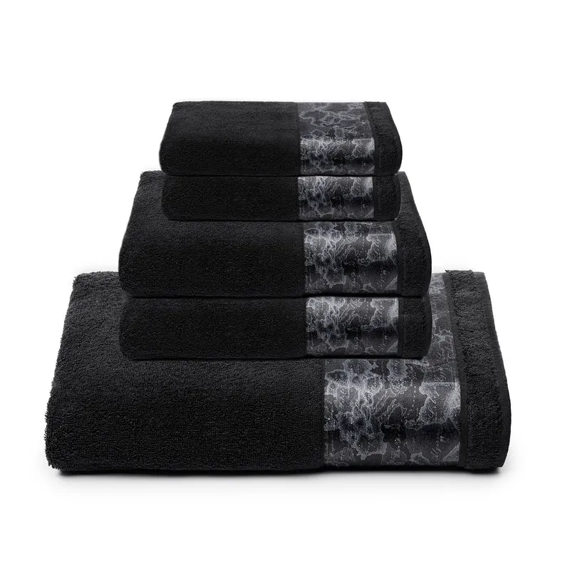 Set asciugamani in spugna Geo Night in Cotone 480 gr/mq