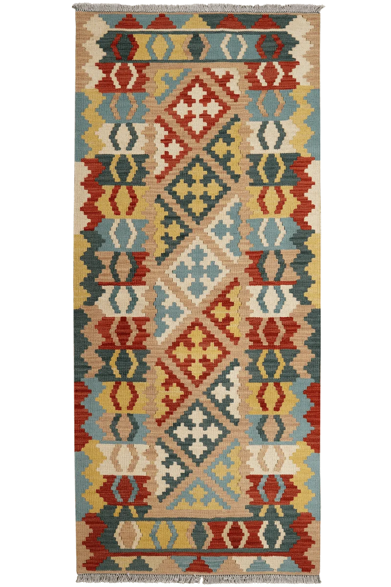 Kelim Gashgai · Handgewebt – Beige, 198x86 cm