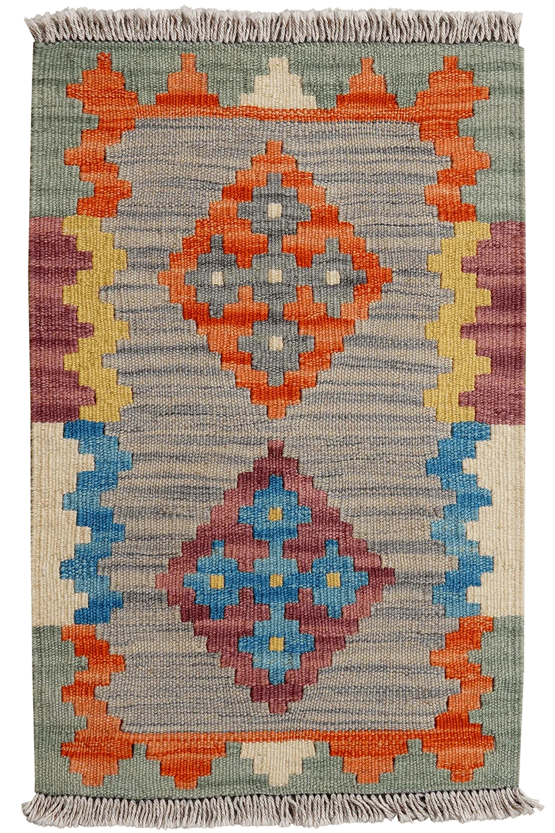 Kelim Gashgai · Handgewebt – Grau, 68x43 cm