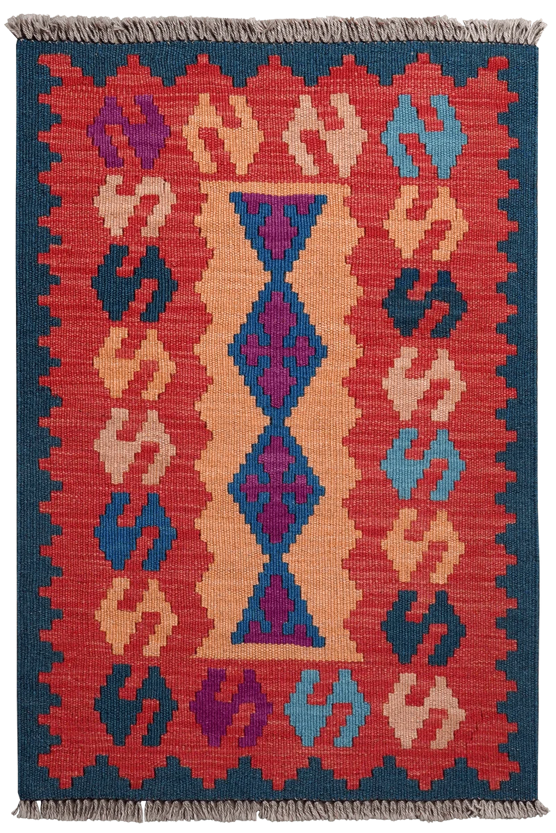 Kelim Gashgai · Handgewebt – Rot, 88x60 cm