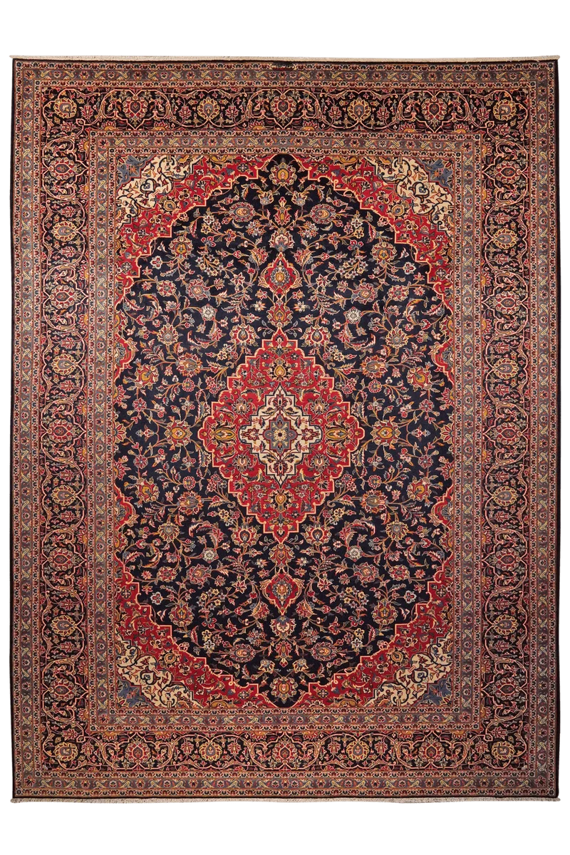 Kashan · Handgeknüpft – Blau, 401x297 cm