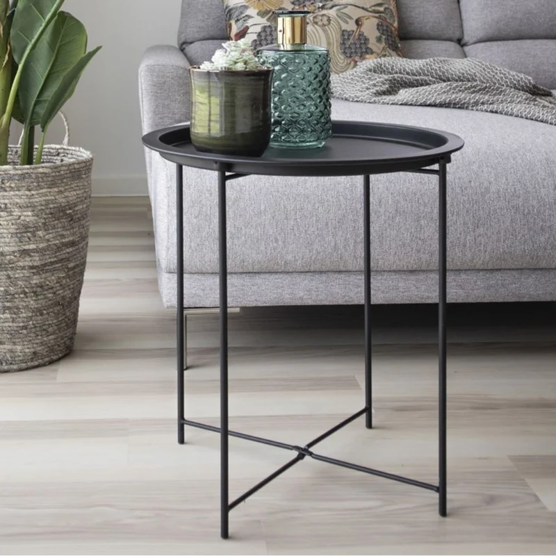 Design Beistelltisch BOSTON 48cm Tablett schwarz Stahl