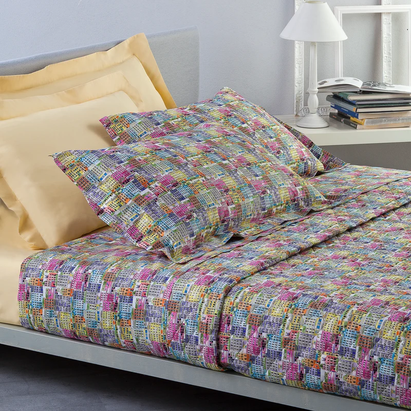 Copriletto Primaverile village Floreale in Percalle 90 gr/mq