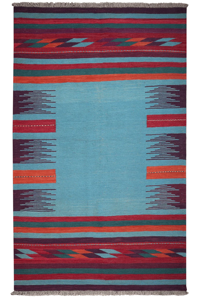 Kelim Gashgai · Handgewebt – Blau, 202x121 cm