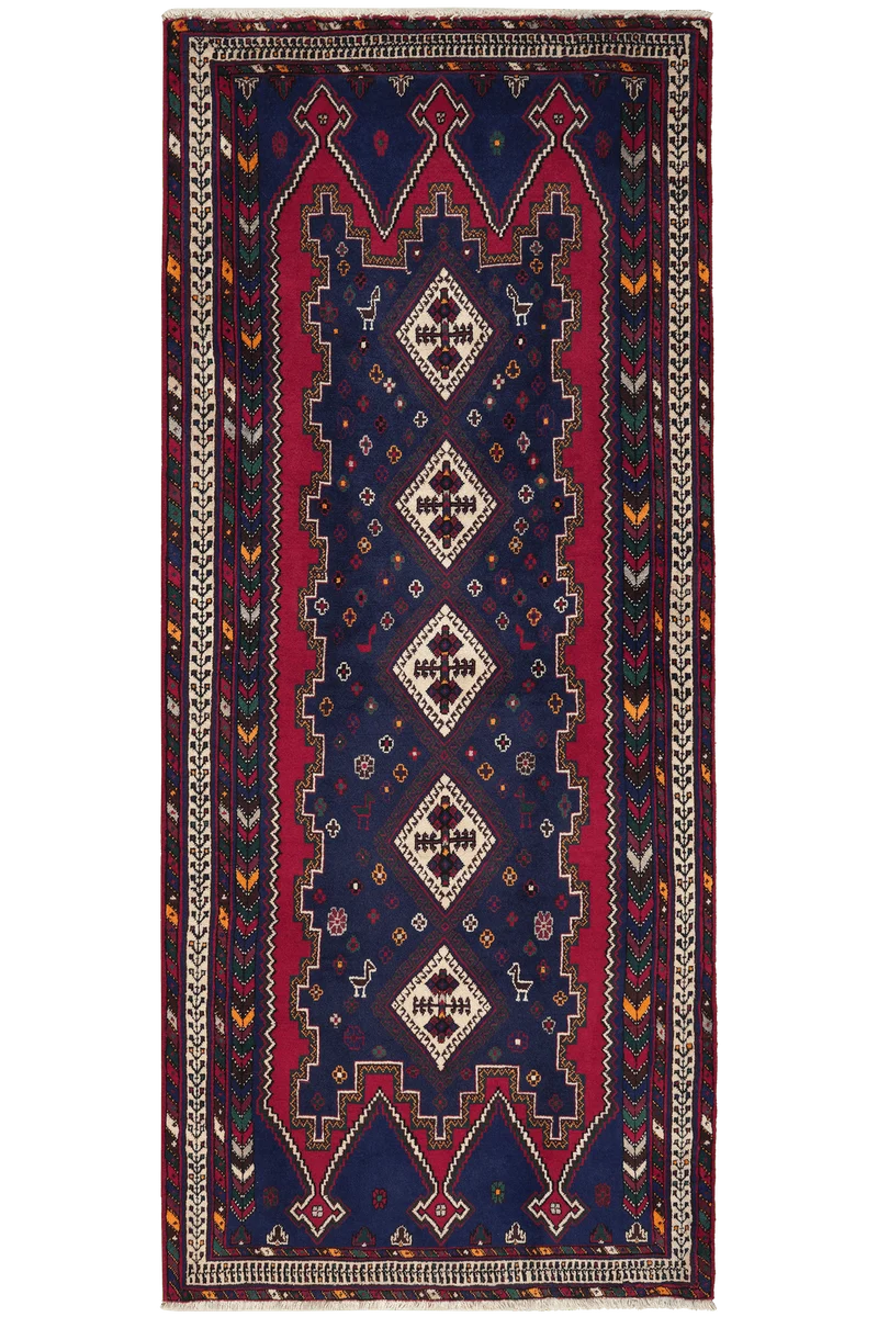 Afshar · Handgeknüpft – Blau, 230x99 cm