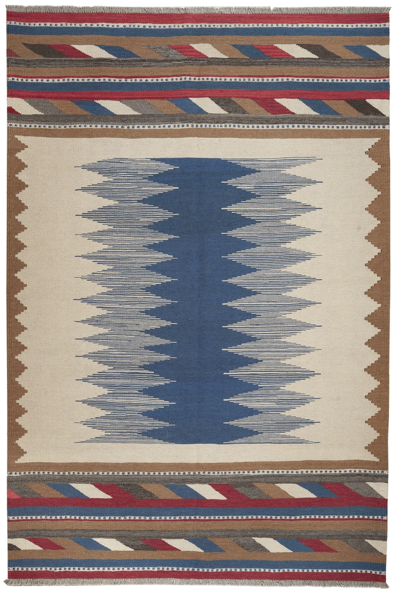 Kelim Gashgai · Handgewebt – Beige, 264x176 cm