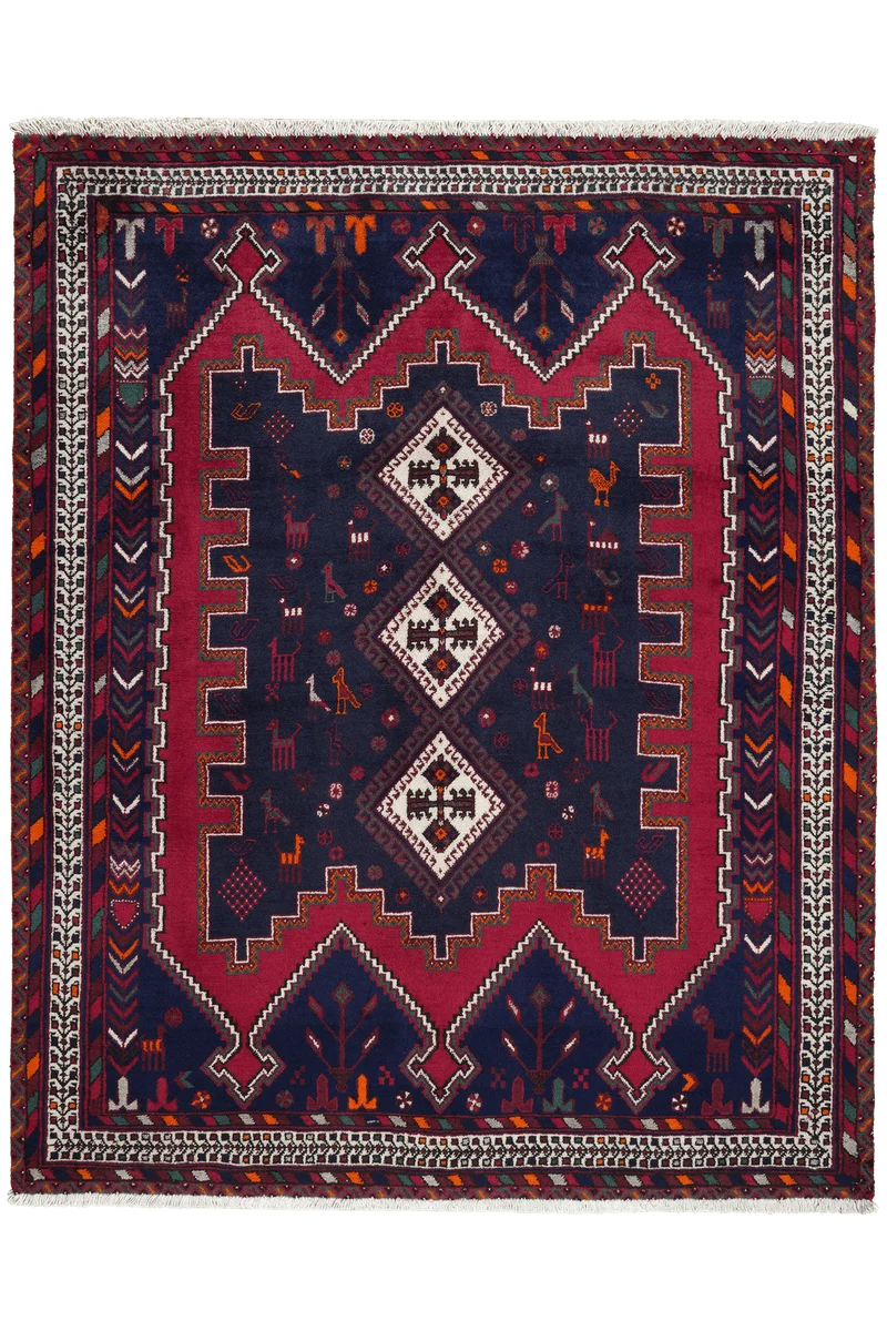 Afshar · Handgeknüpft – Blau, 166x132 cm