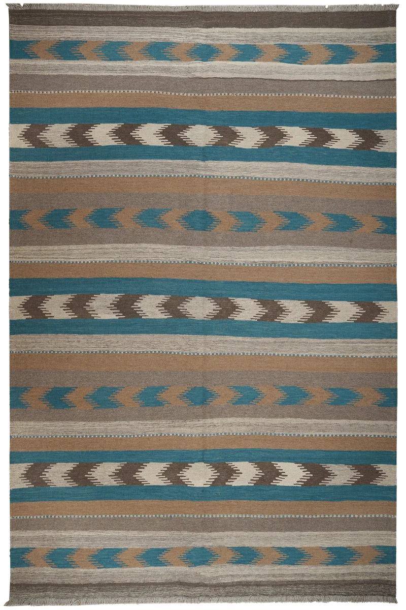 Kelim Gashgai · Handgewebt – Blau, 300x197 cm