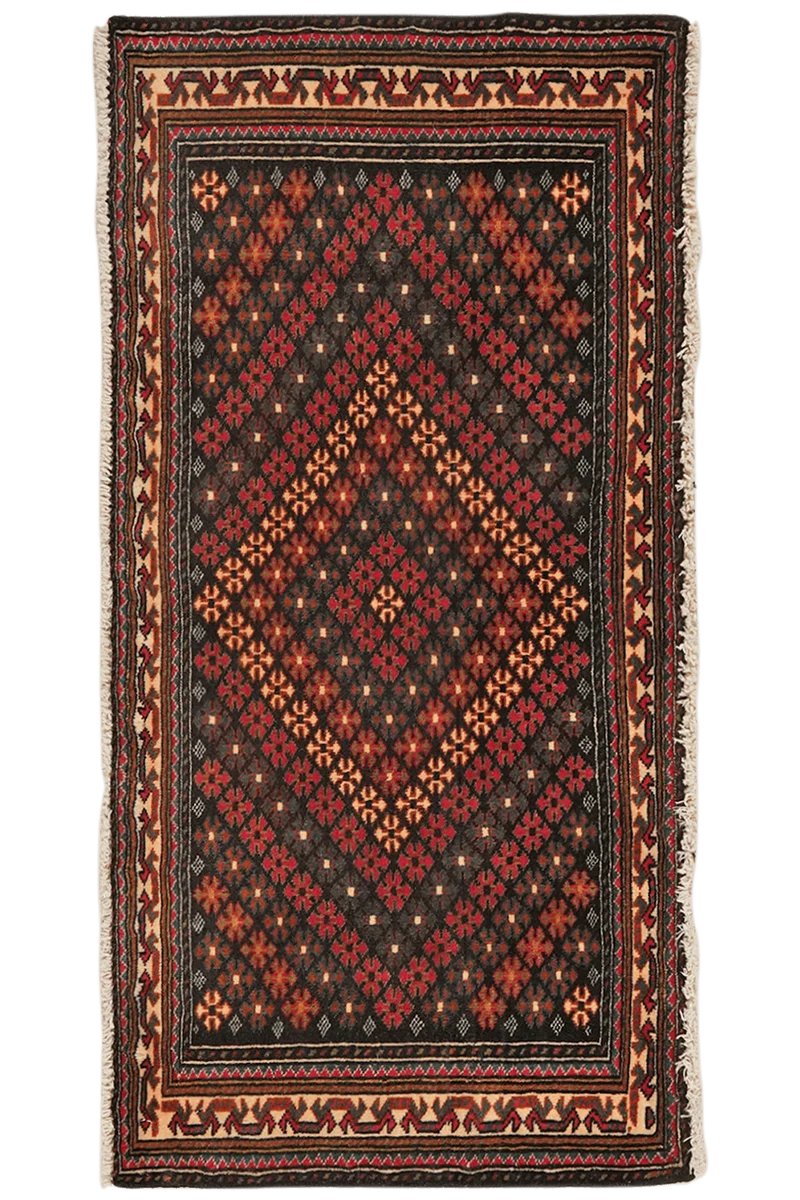 Belutch · Handgeknüpft – Blau, 58x117 cm