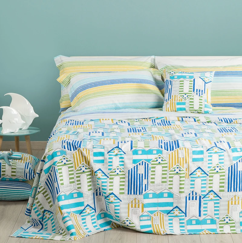Copriletto Estivo Coral Beach in Cotone Piquet
