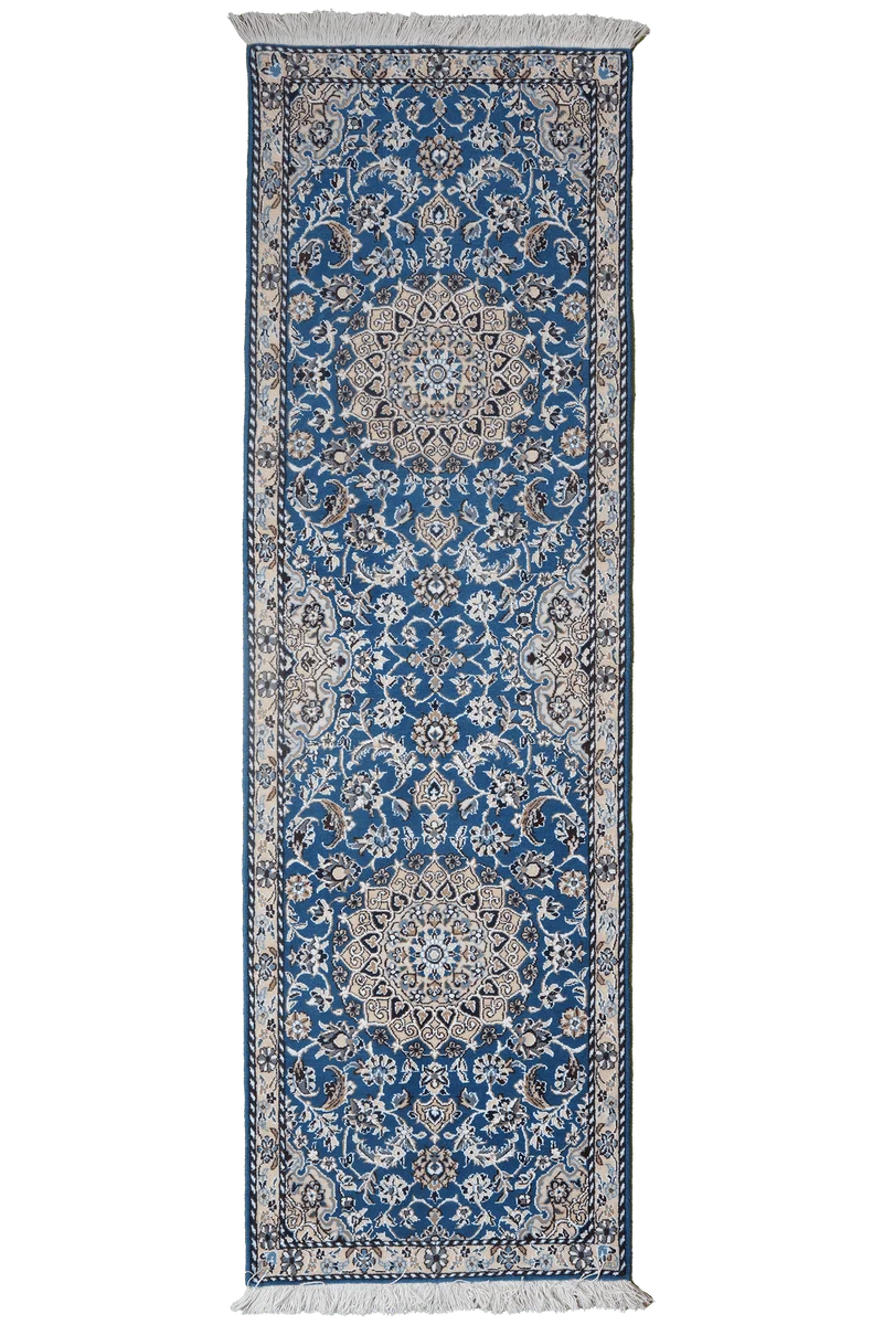 Nain 9La · Handgeknüpft – Blau, 193x61 cm