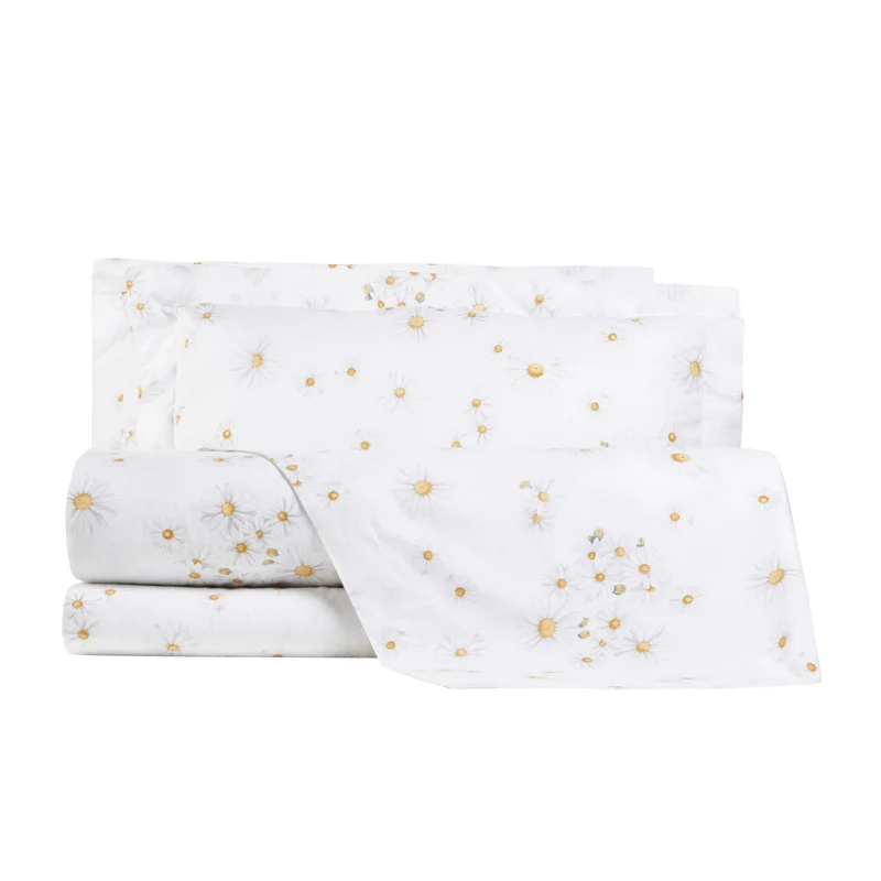 Completo Lenzuola white daisy Floreale in Flanella