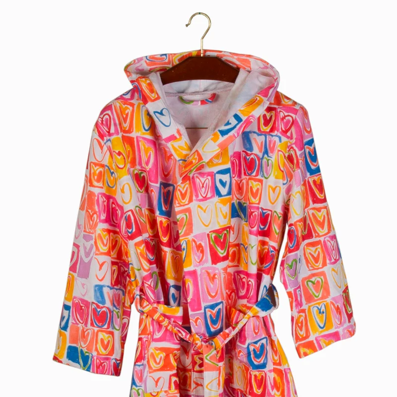 Accappatoio con Cappuccio valentine Moderno in Cotone 290 gr/mq
