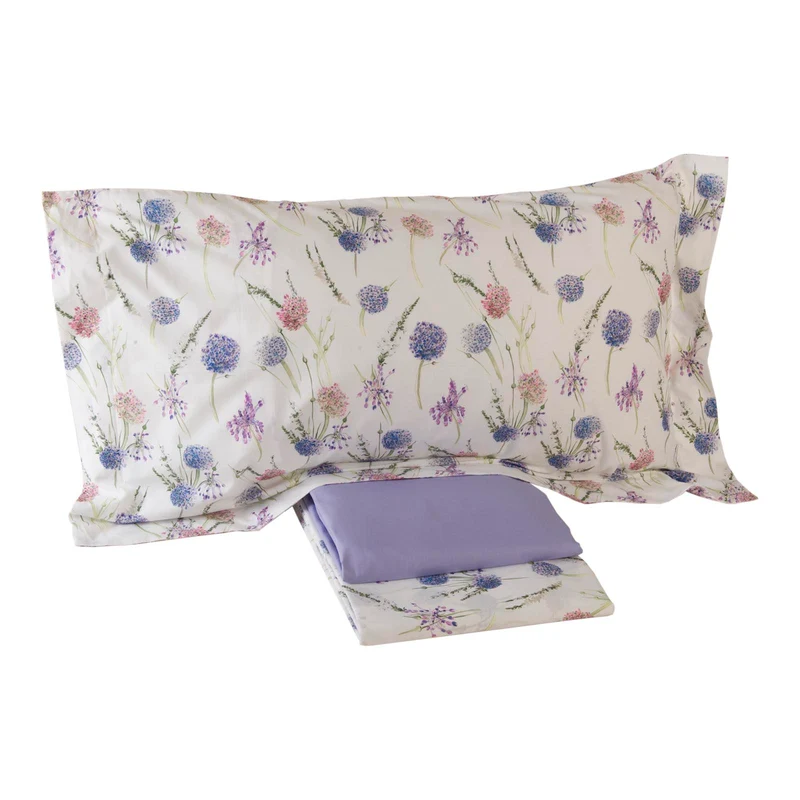 Completo Lenzuola blue fleur Floreale in Percalle