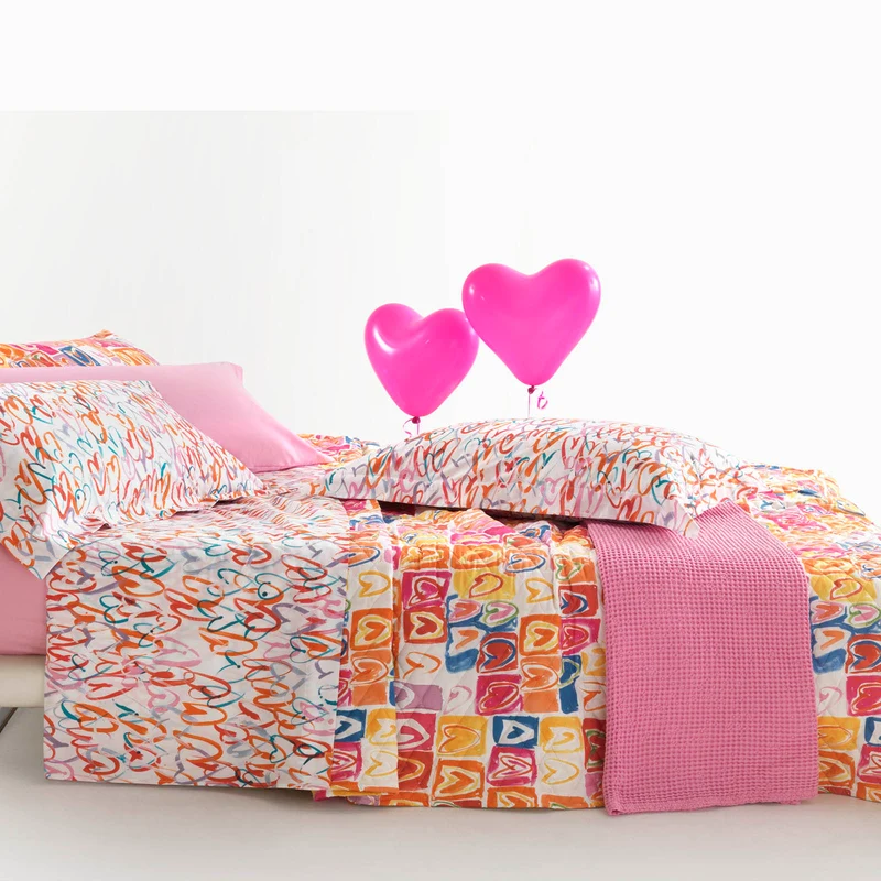 Copriletto Primaverile valentine Moderno in Percalle 90 gr/mq