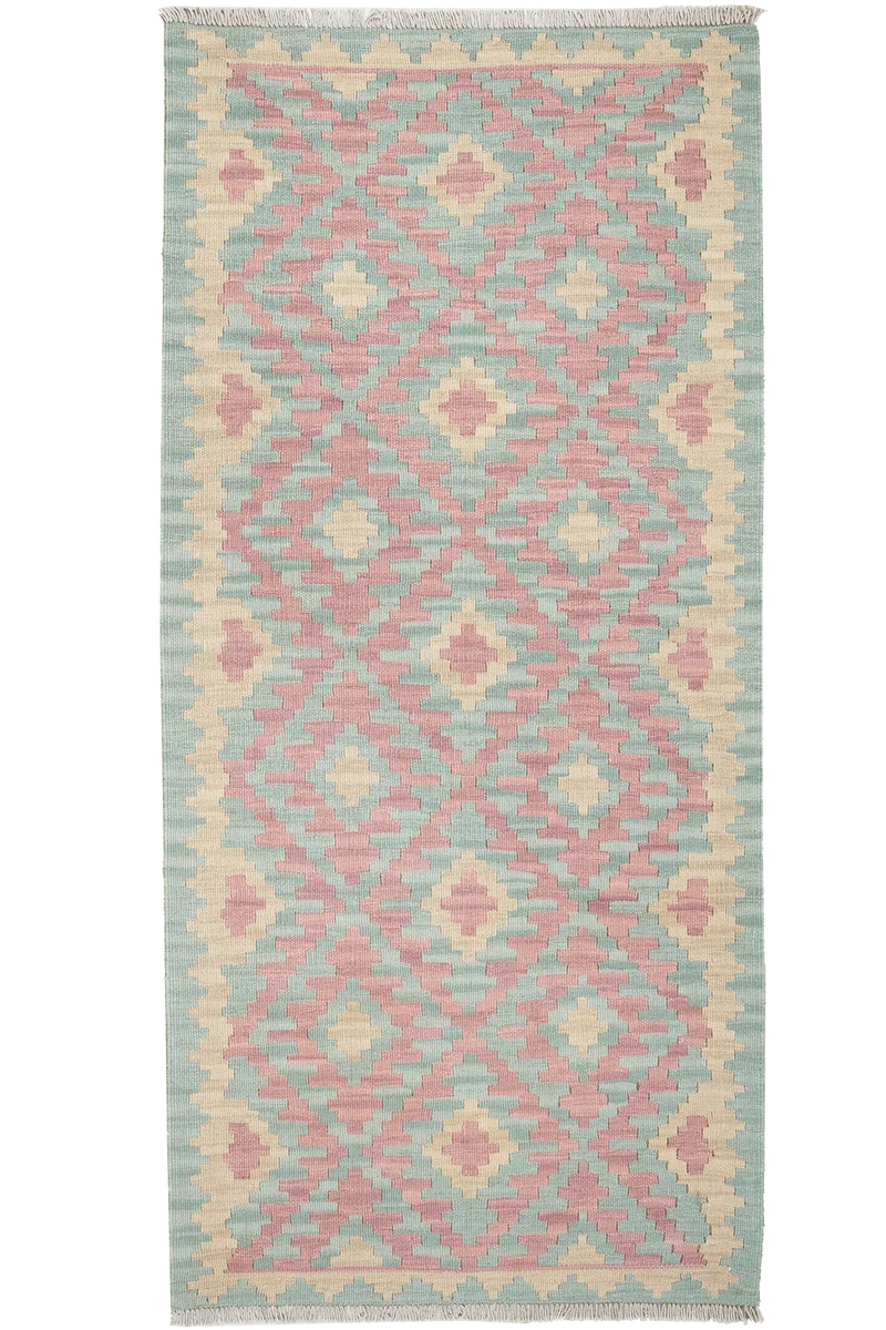 Kelim Gashgai · Handgewebt – Grün, 195x88 cm