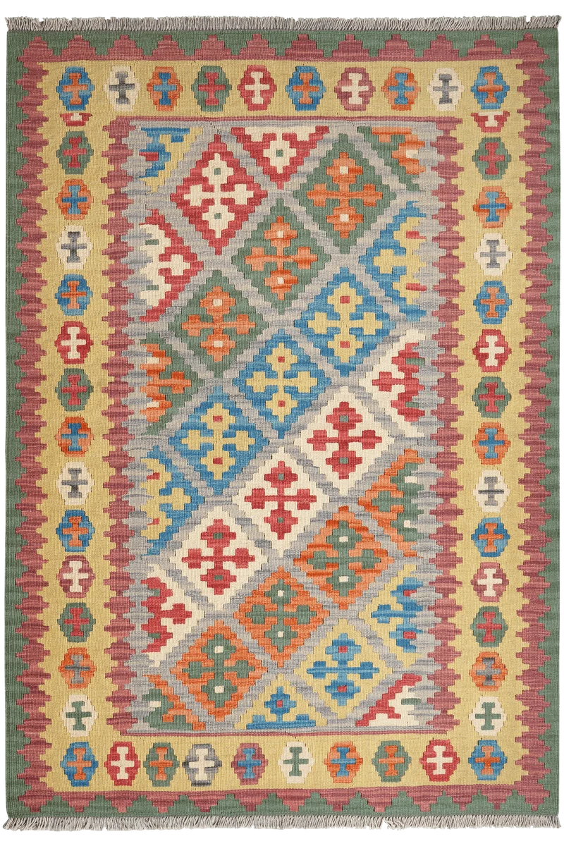 Kelim Gashgai · Handgewebt – Grau, 175x124 cm