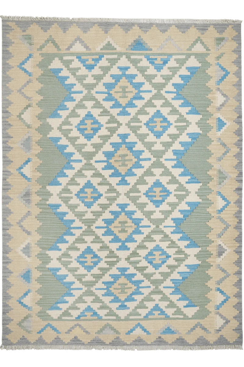 Kelim Gashgai · Handgewebt – Grün, 229x168 cm