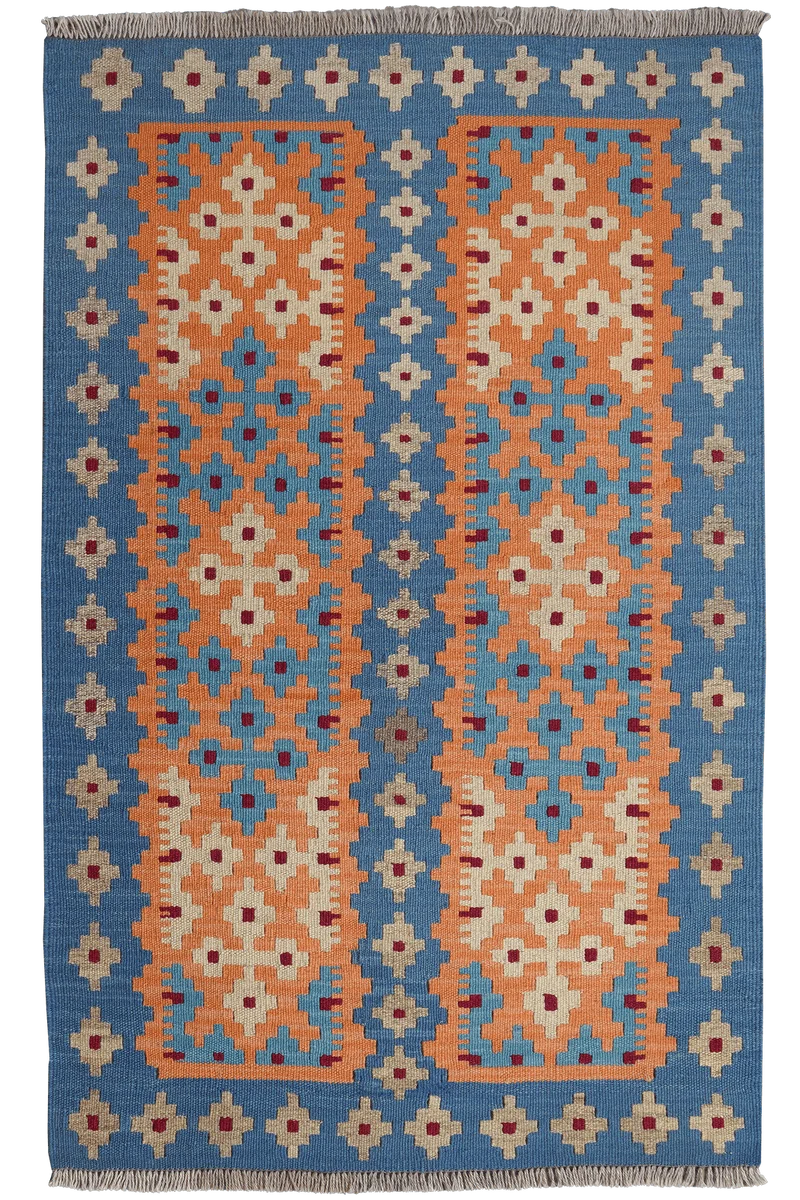 Kelim Gashgai · Handgewebt – Blau, 134x84 cm