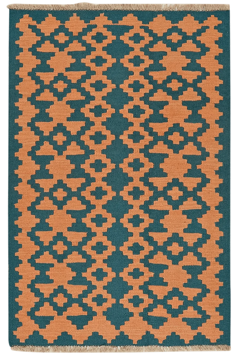 Kelim Gashgai · Handgewebt – Grün, 125x82 cm
