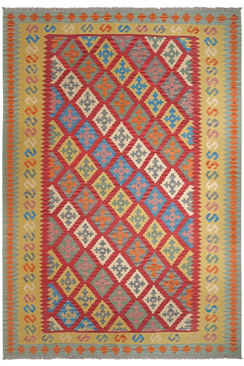 Kelim Gashgai · Handgewebt – Rot, 301x208 cm