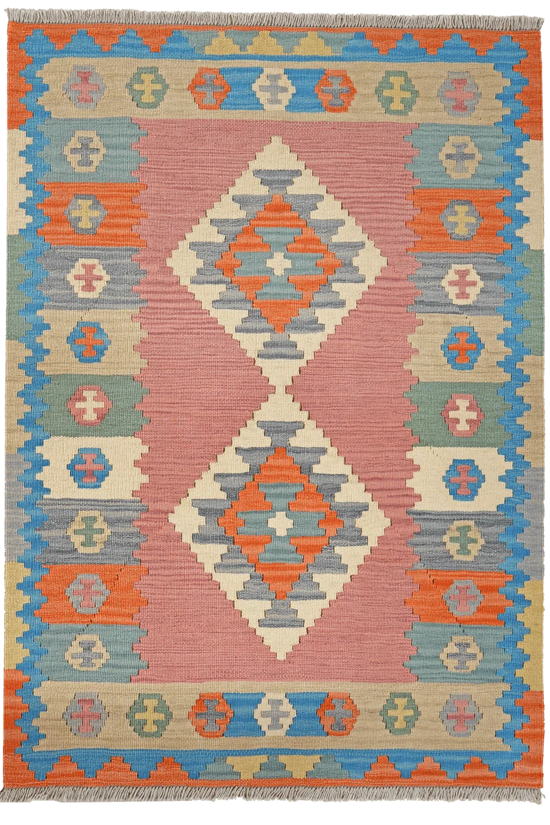 Kelim Gashgai · Handgewebt – Rosa, 150x106 cm
