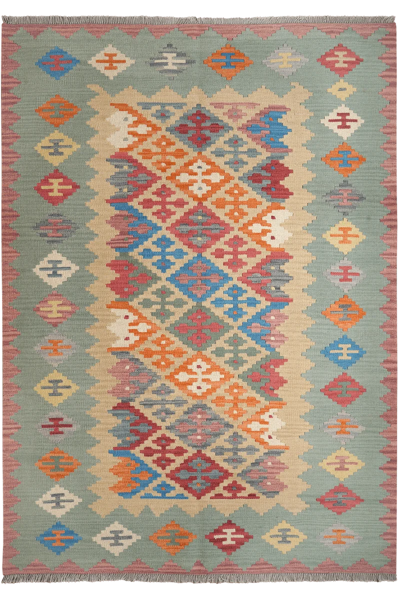 Kelim Gashgai · Handgewebt – Beige, 238x170 cm