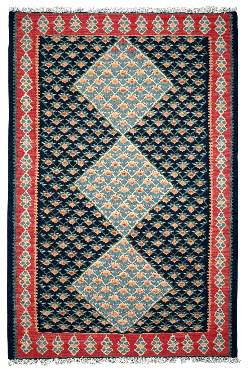 Kelim Senneh · Handgewebt – Blau, 153x101 cm