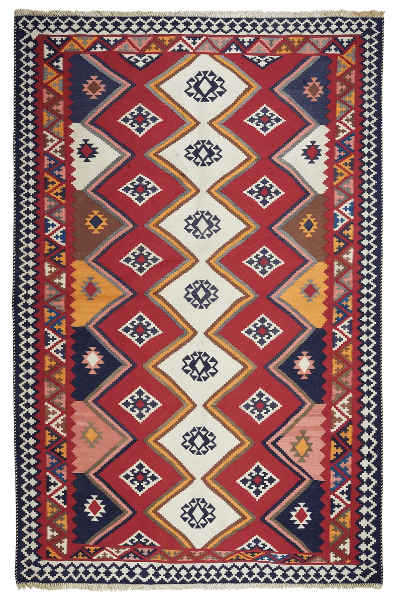Kelim Gashgai Old · Handgewebt – Rot, 246x159 cm