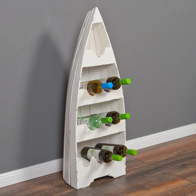 Massivholz Bootsregal VINO ca.100cm Antique-White Weinregal