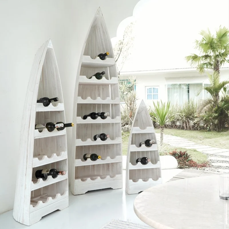 Massivholz Weinregal VINO ca. H150cm Antique-White Bootsregal