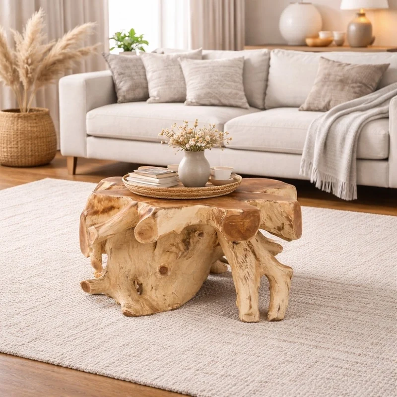 Unikat Couchtisch AKAR Natural ca.60cm Teak-Wurzel Beistelltisch