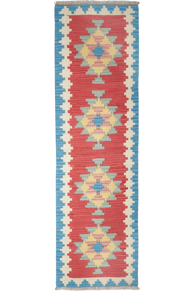 Kelim Gashgai · Handgewebt – Rot, 194x57 cm