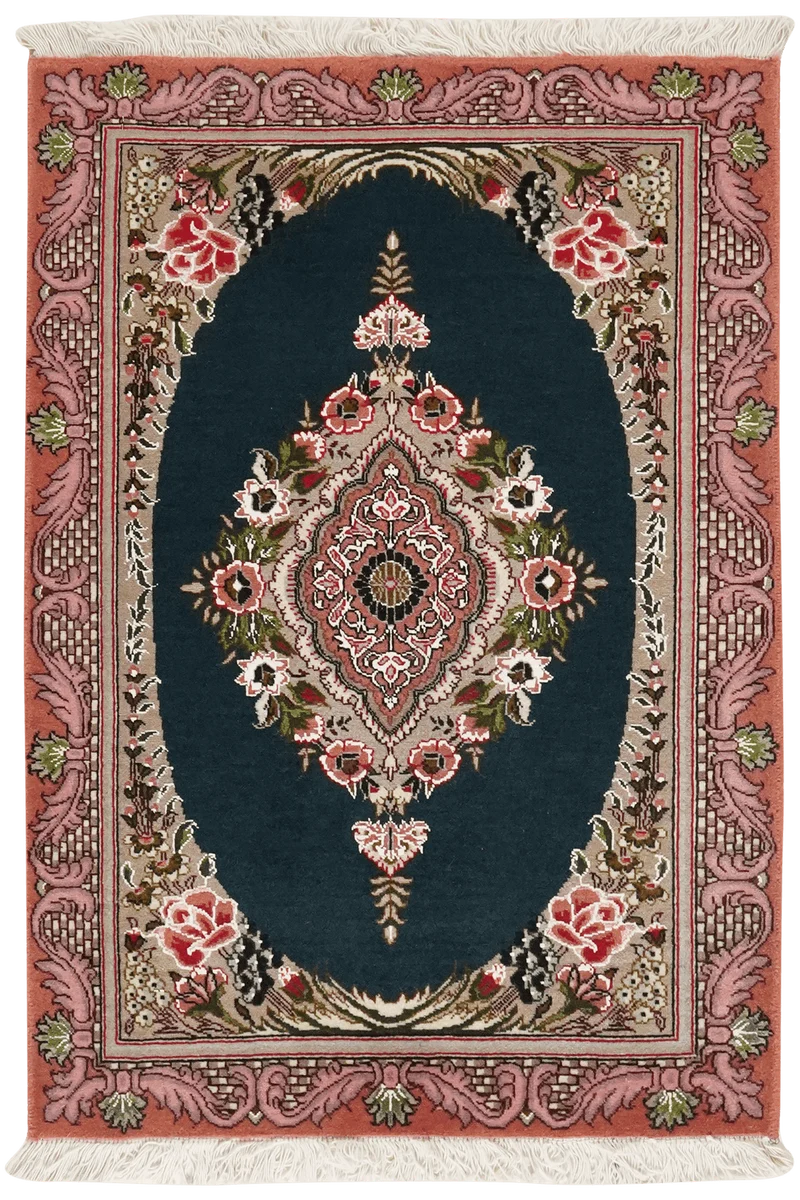 Tabriz 50 Raj · Handgeknüpft – Blau, 89x62 cm