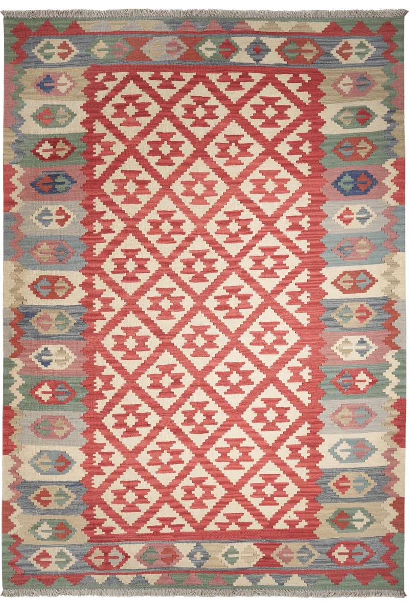 Kelim Gashgai · Handgewebt – Rot, 256x177 cm