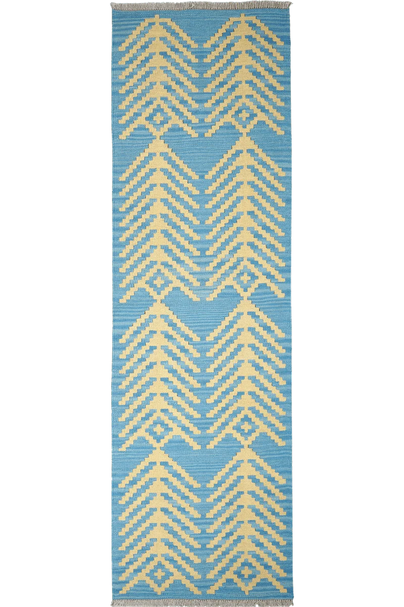 Kelim Gashgai · Handgewebt – Blau, 206x63 cm