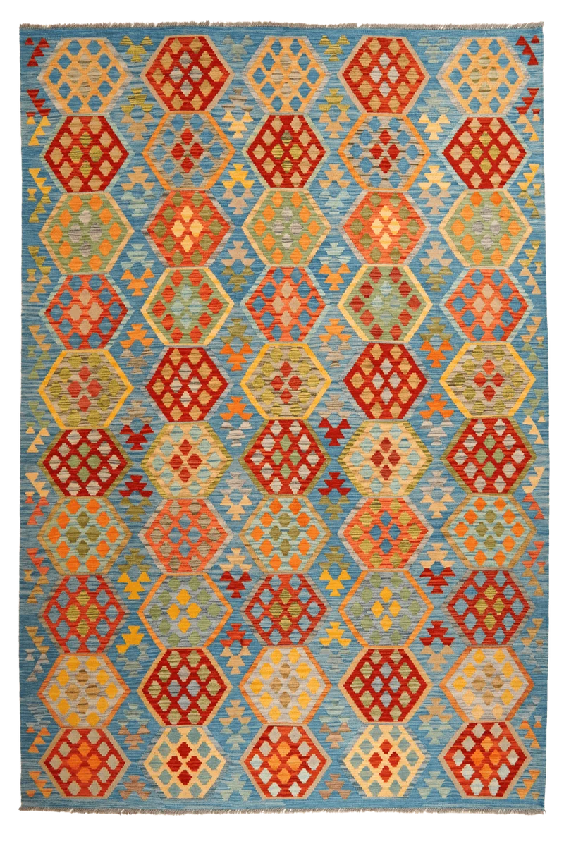 Kelim · Handgewebt – Blau, 310x207 cm