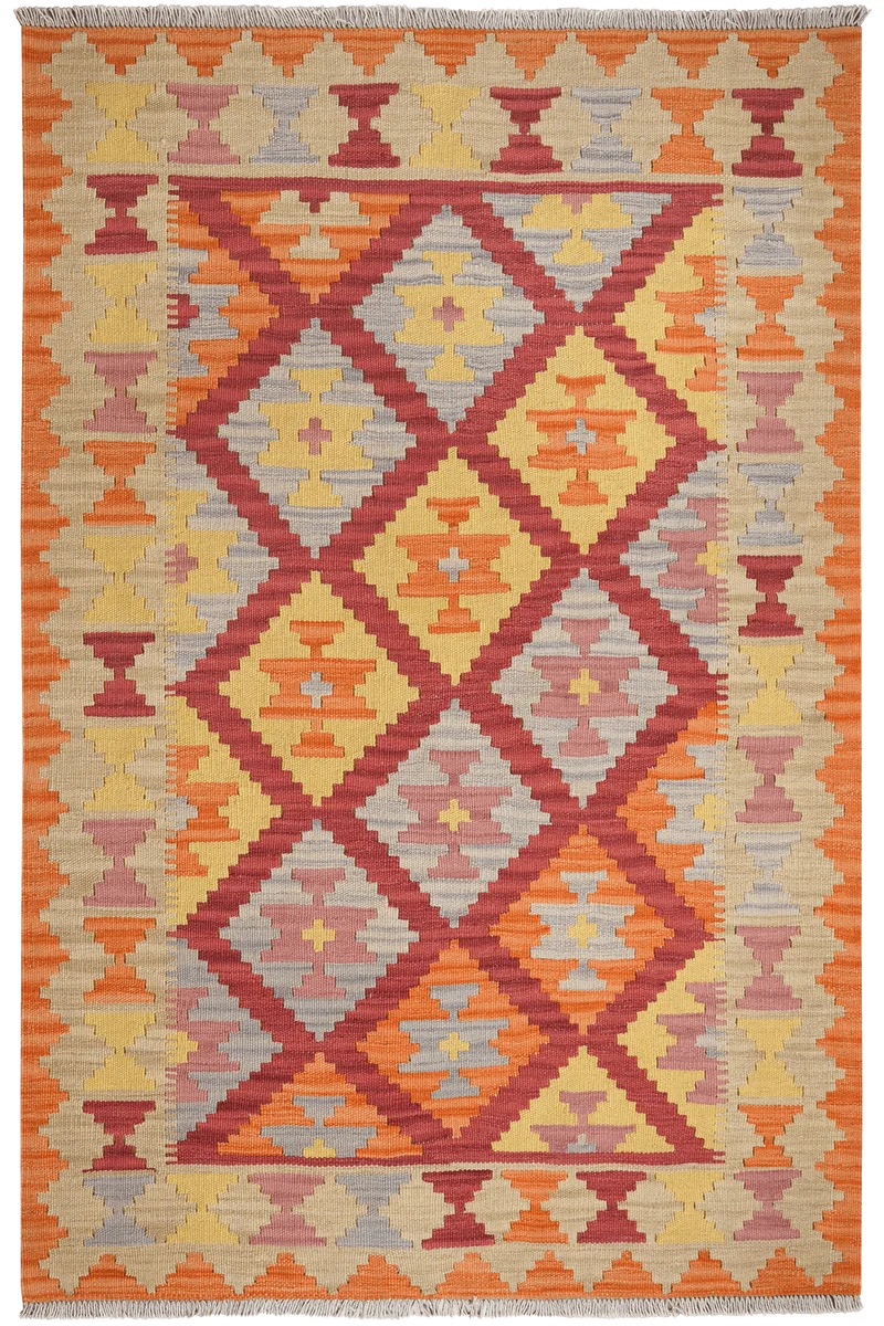 Kelim Gashgai · Handgewebt – Rot, 197x129 cm