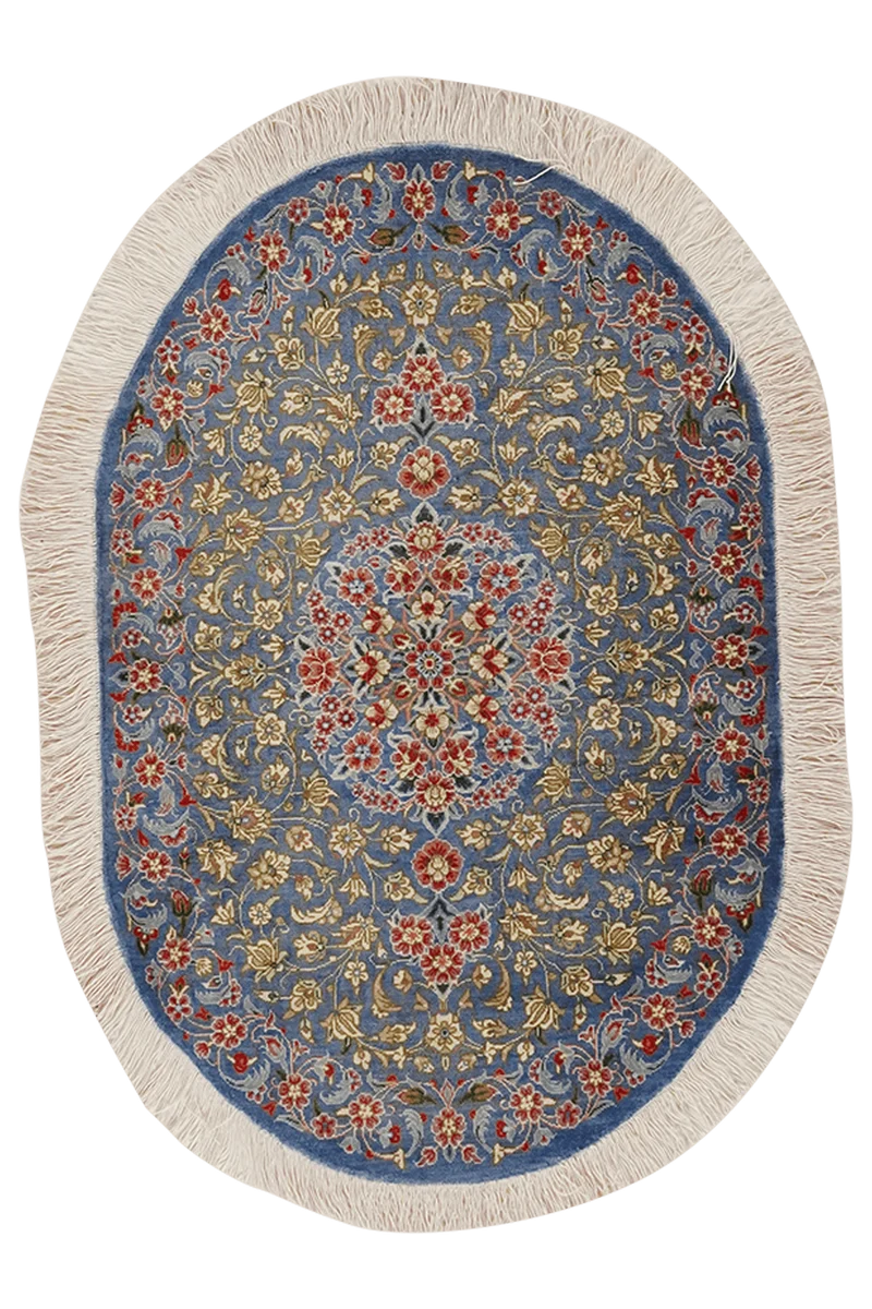 Ghoum Seide · Handgeknüpft – Blau, 80x58 cm