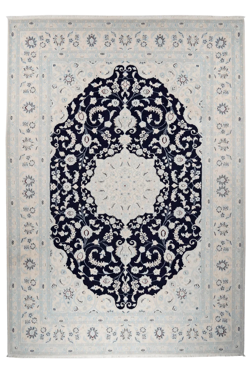 Nain 12La · Handgeknüpft – Blau, 355x251 cm