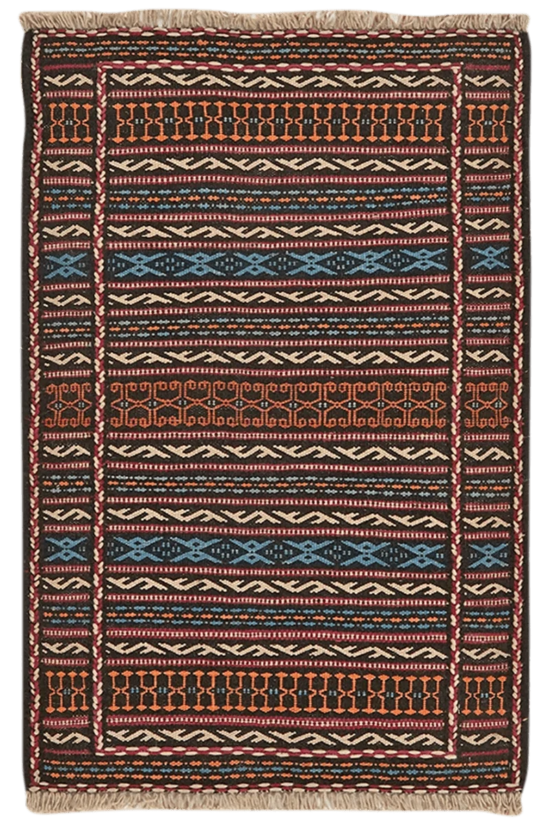 Kelim Kordi · Handgewebt – Schwarz, 90x61 cm