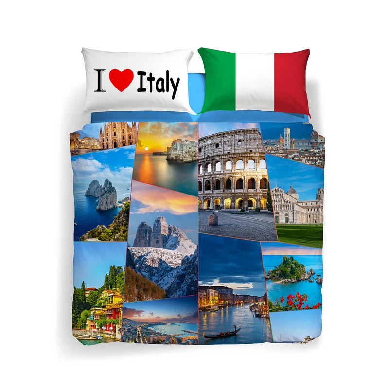 Completo Copripiumino bellitalia Fotografico in Cotone