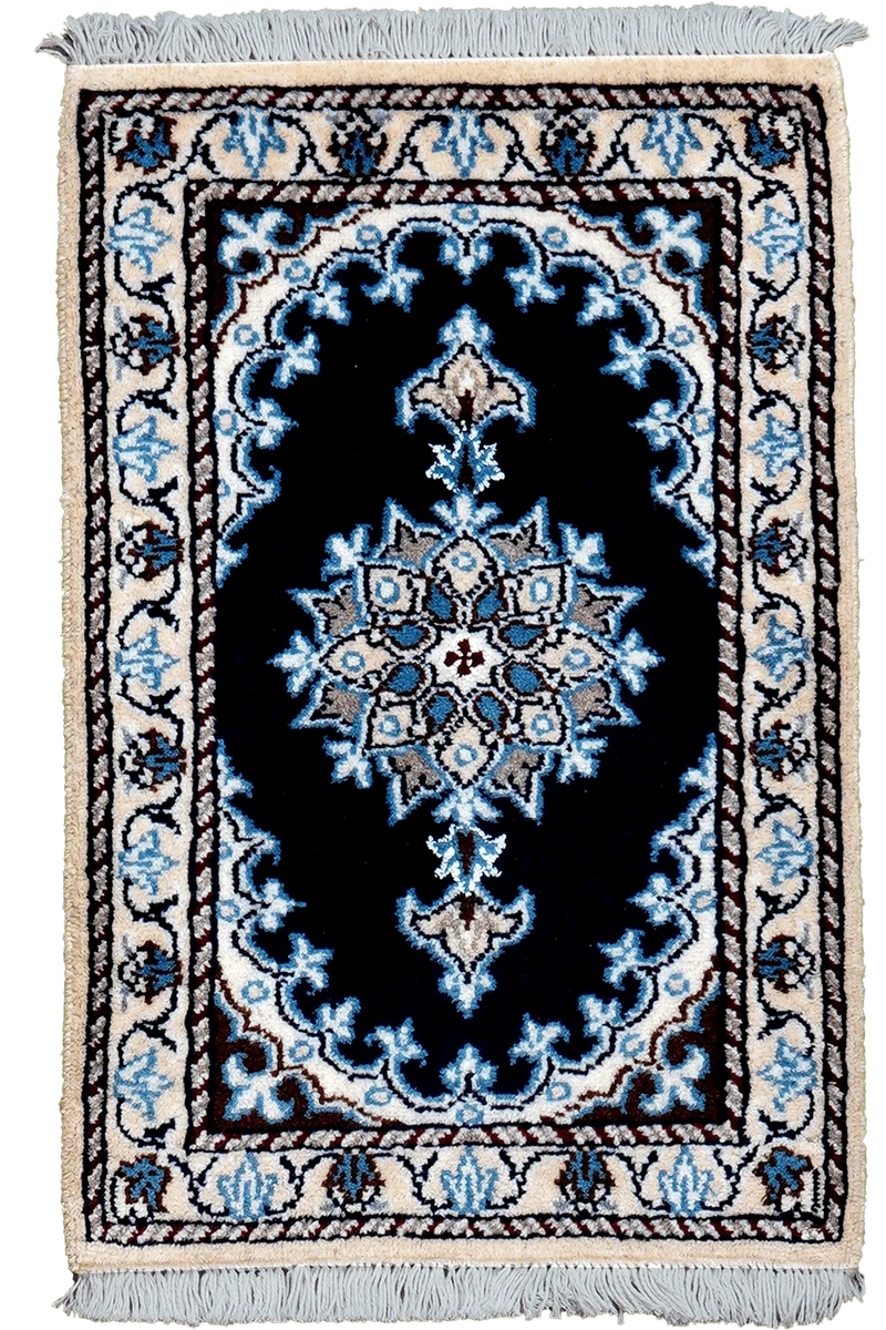 Nain 12La · Handgeknüpft – Blau, 61x40 cm