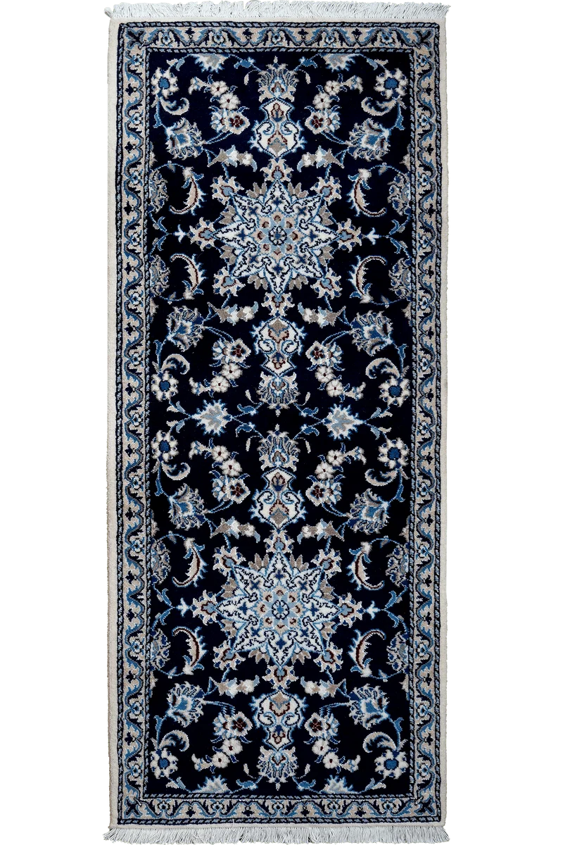 Nain 12La · Handgeknüpft – Blau, 189x75 cm