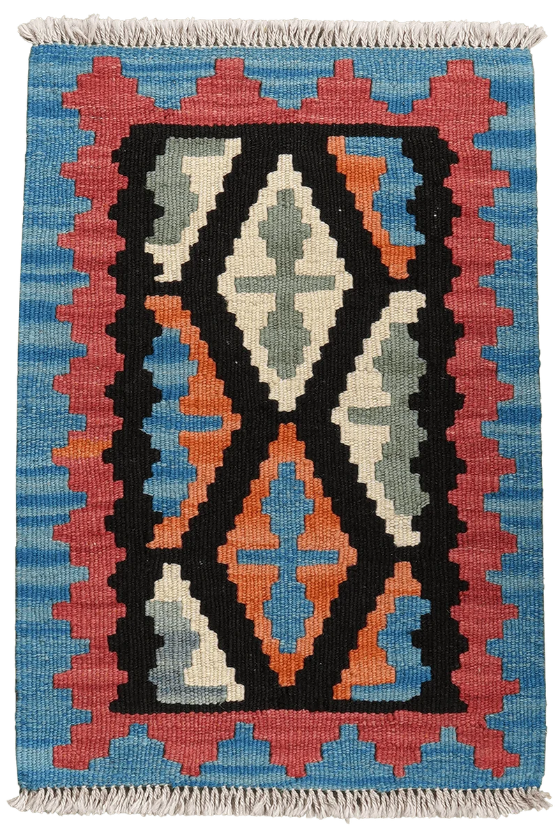 Kelim Gashgai · Handgewebt – Schwarz, 62x43 cm