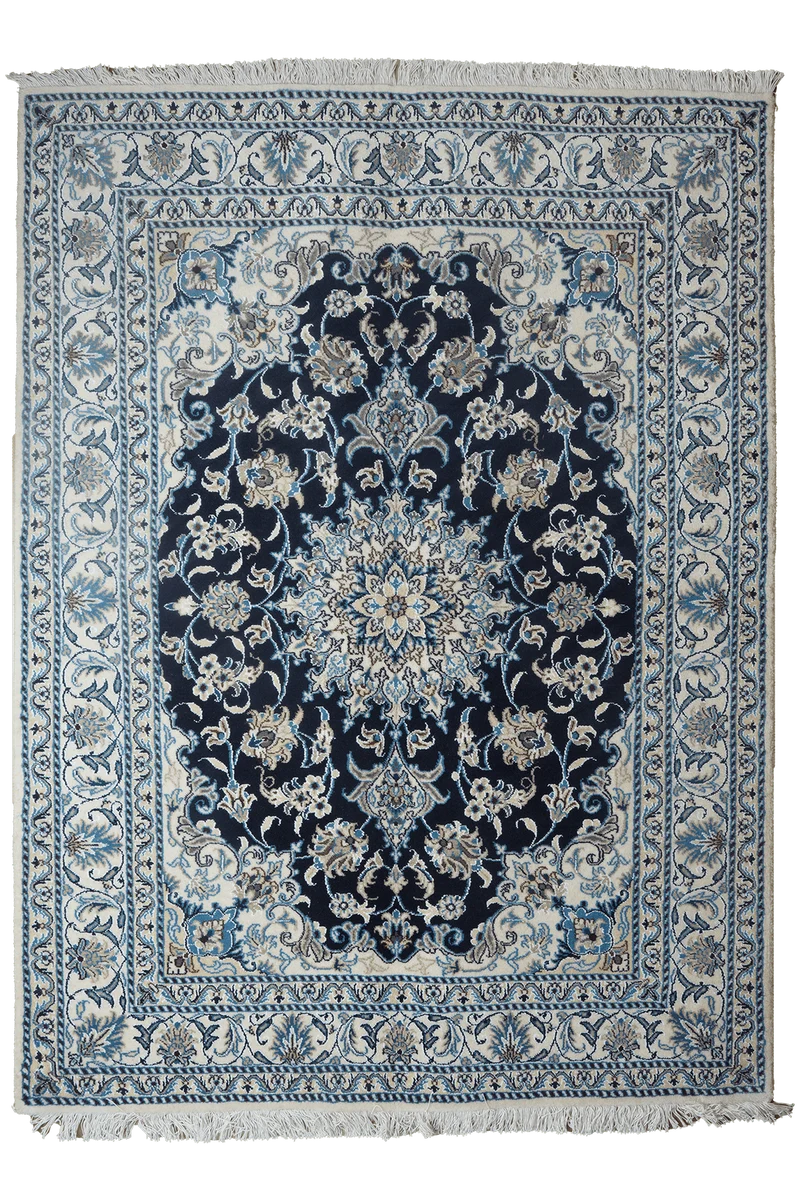 Nain 12La · Handgeknüpft – Blau, 206x153 cm