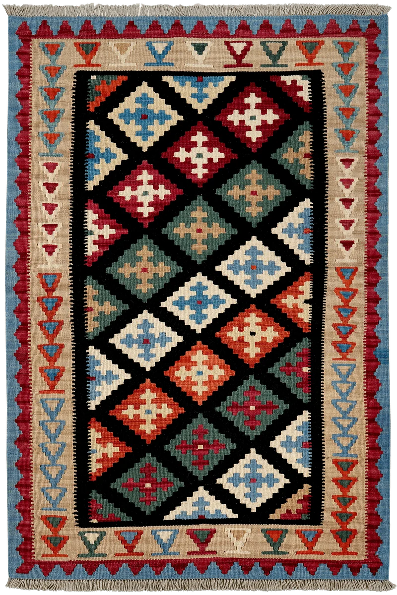 Kelim Gashgai · Handgewebt – Schwarz, 158x102 cm