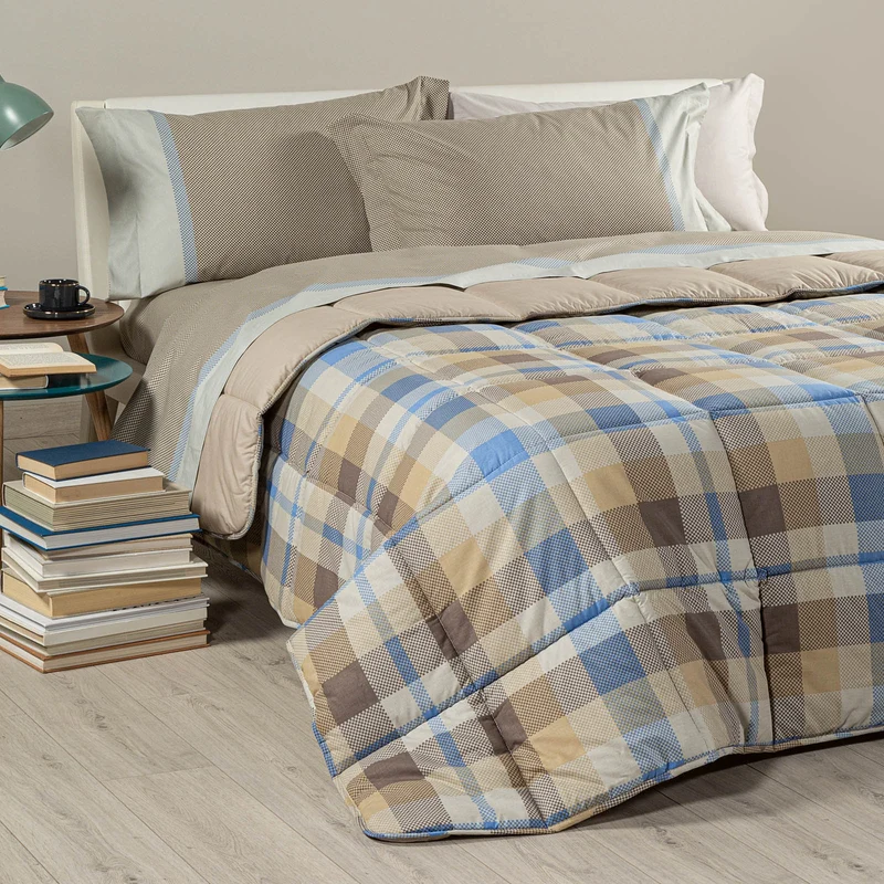 Trapunta check Geo Design in Cotone 300 gr/mq