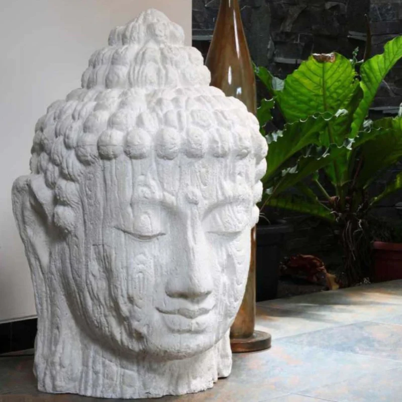 Riesiger Buddha Kopf BESAR-XXL ca. H170cm Weiß